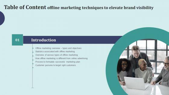 Offline_Marketing_Techniques_To_Elevate_Brand_Visibility_Table_Of_Content_Template_PDF_Slide_1.jpg