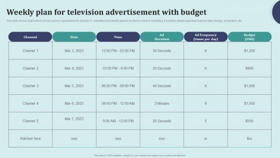 Offline_Marketing_Techniques_To_Elevate_Brand_Visibility_Weekly_Plan_For_Television_Professional_PDF_Slide_1.jpg