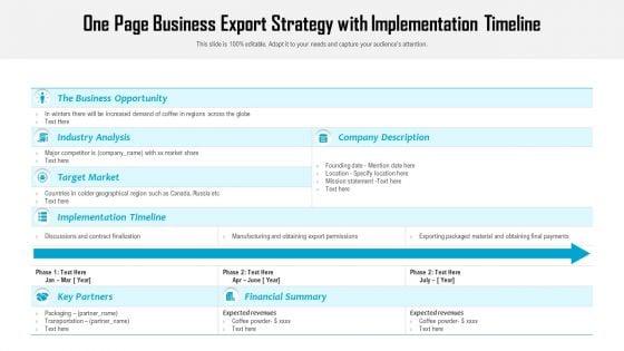 One_Page_Business_Export_Strategy_With_Implementation_Timeline_Ppt_PowerPoint_Presentation_Infographic_Template_Example_Introduction_PDF_Slide_1.jpg