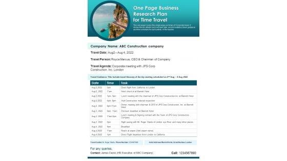 One_Page_Business_Research_Plan_For_Time_Travel_PDF_Document_PPT_Template_Slide_1.jpg