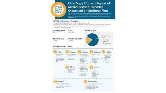 One_Page_Canvas_Report_Of_Media_Service_Provider_Organization_Business_Plan_PDF_Document_PPT_Template_Slide_1.jpg