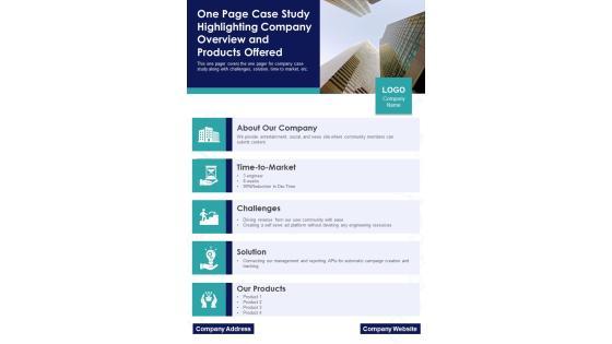 One Page Case Study Highlighting Company Overview And Products Offered PDF Document PPT Template One Page Case Study Highlighting Company Overview And Products Offered PDF Document PPT Template
