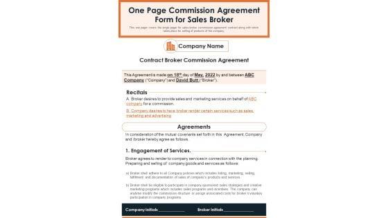 One_Page_Commission_Agreement_Form_For_Sales_Broker_PDF_Document_PPT_Template_Slide_1.jpg