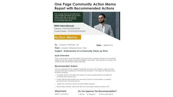 One_Page_Community_Action_Memo_Report_With_Recommended_Actions_PDF_Document_PPT_Template_Slide_1.jpg