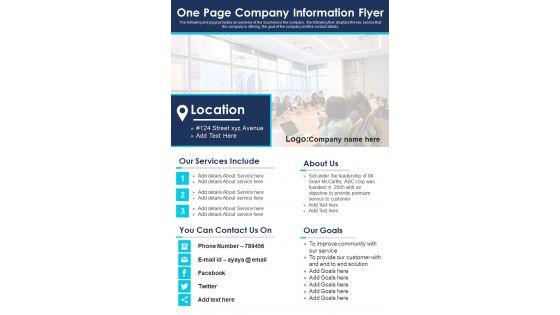 One Page Company Information Flyer PDF Document PPT Template One Page Company Information Flyer PDF Document PPT Template