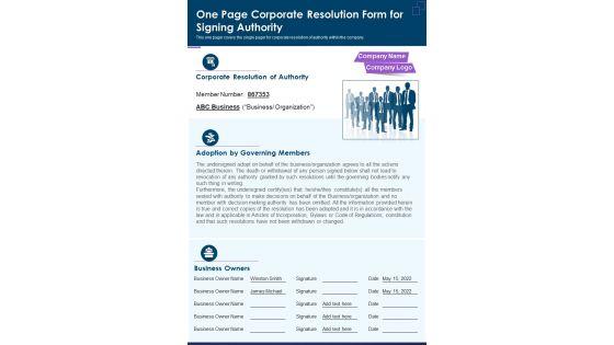 One_Page_Corporate_Resolution_Form_For_Signing_Authority_PDF_Document_PPT_Template_Slide_1.jpg