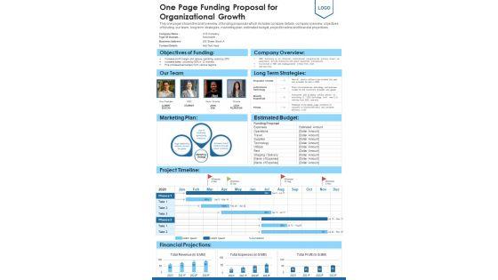 One_Page_Funding_Proposal_For_Organizational_Growth_PDF_Document_PPT_Template_Slide_1.jpg