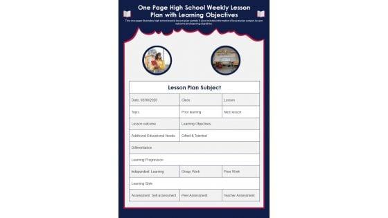 One_Page_High_School_Weekly_Lesson_Plan_With_Learning_Objectives_PDF_Document_PPT_Template_Slide_1.jpg