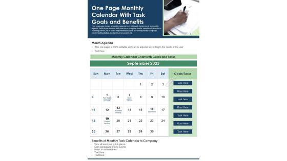 One_Page_Monthly_Calendar_With_Task_Goals_And_Benefits_PDF_Document_PPT_Template_Slide_1.jpg