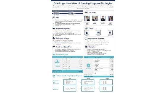 One_Page_Overview_Of_Funding_Proposal_Strategies_PDF_Document_PPT_Template_Slide_1.jpg