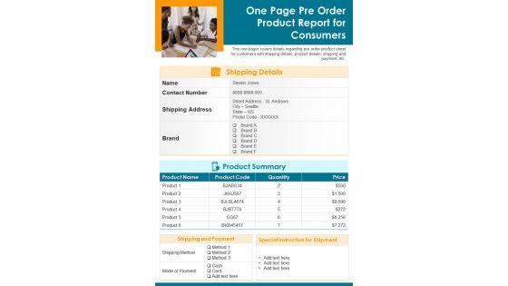 One_Page_Pre_Order_Product_Report_For_Consumers_PDF_Document_PPT_Template_Slide_1.jpg