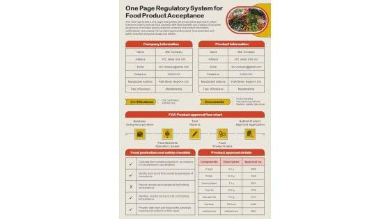 One_Page_Regulatory_System_For_Food_Product_Acceptance_PDF_Document_PPT_Template_Slide_1.jpg