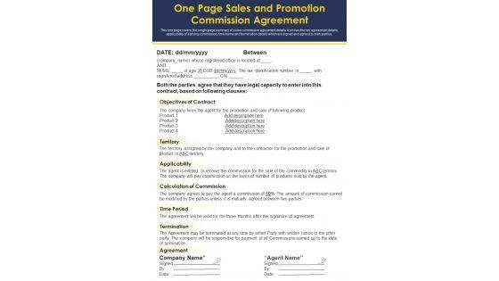 One_Page_Sales_And_Promotion_Commission_Agreement_PDF_Document_PPT_Template_Slide_1.jpg