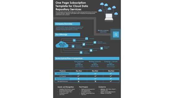 One_Page_Subscription_Template_For_Cloud_Data_Repository_Services_PDF_Document_PPT_Template_Slide_1.jpg