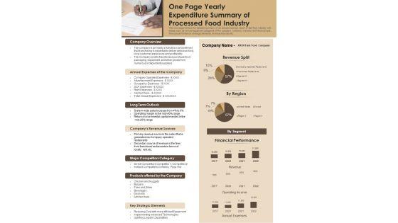 One_Page_Yearly_Expenditure_Summary_Of_Processed_Food_Industry_PDF_Document_PPT_Template_Slide_1.jpg