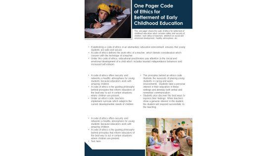 One_Pager_Code_Of_Ethnic_Betterment_Of_Early_Childhood_Education_PDF_Document_PPT_Template_Slide_1.jpg