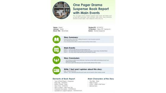 One_Pager_Drama_Suspense_Book_Report_With_Main_Events_PDF_Document_PPT_Template_Slide_1.jpg