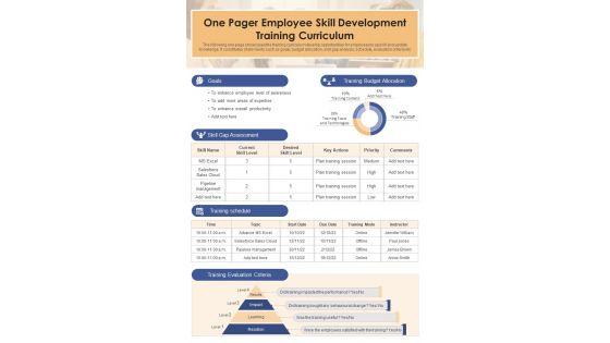 One_Pager_Employee_Skill_Development_Training_Curriculum_PDF_Document_PPT_Template_Slide_1.jpg