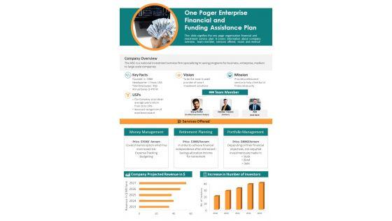 One_Pager_Enterprise_Financial_And_Funding_Assistance_Plan_PDF_Document_PPT_Template_Slide_1.jpg
