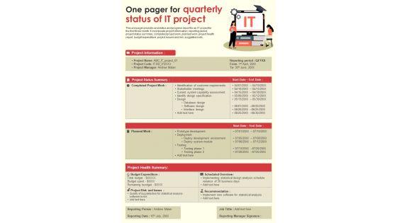 One_Pager_For_Quarterly_Status_Of_IT_Project_PDF_Document_PPT_Template_Slide_1.jpg