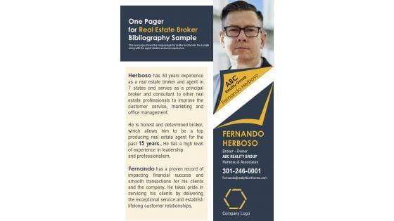 One_Pager_For_Real_Estate_Broker_Bibliography_Sample_PDF_Document_PPT_Template_Slide_1.jpg