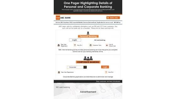 One_Pager_Highlighting_Details_Of_Personal_And_Corporate_Banking_PDF_Document_PPT_Template_Slide_1.jpg