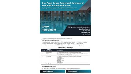 One_Pager_Lease_Agreement_Summary_Of_Residential_Apartment_Home_PDF_Document_PPT_Template_Slide_1.jpg