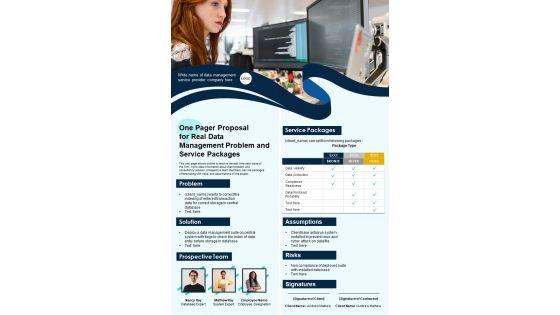One_Pager_Proposal_For_Real_Data_Management_Problem_And_Service_Pakages_PDF_Document_PPT_Template_Slide_1.jpg
