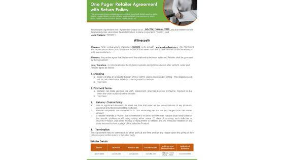 One_Pager_Retailer_Agreement_With_Return_Policy_PDF_Document_PPT_Template_Slide_1.jpg
