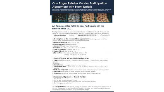 One_Pager_Retailer_Vendor_Participation_Agreement_With_Event_Details_PDF_Document_PPT_Template_Slide_1.jpg