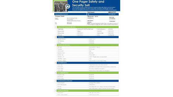 One Pager Safety And Security Sell PDF Document PPT Template One Pager Safety And Security Sell PDF Document PPT Template