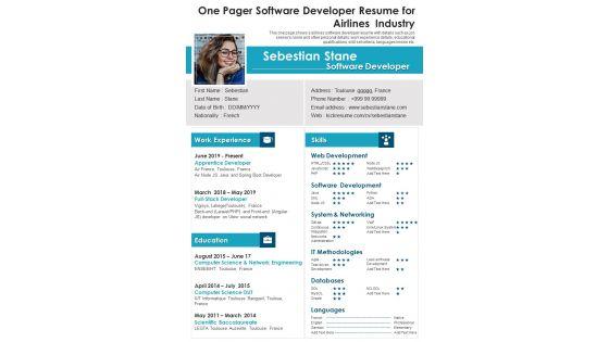 One_Pager_Software_Developer_Resume_For_Airlines_Industry_PDF_Document_PPT_Template_Slide_1.jpg