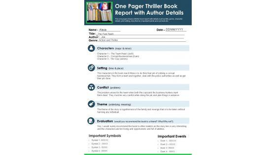 One_Pager_Thriller_Book_Report_With_Author_Details_PDF_Document_PPT_Template_Slide_1.jpg