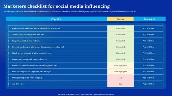 Online_Advertising_Campaign_For_Brand_Recognition_Marketers_Checklist_For_Social_Media_Influencing_Template_PDF_Slide_1.jpg