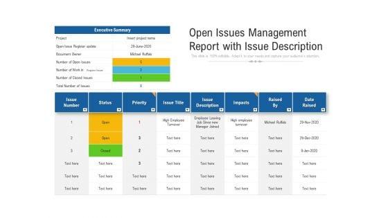 Open_Issues_Management_Report_With_Issue_Description_Ppt_PowerPoint_Presentation_File_Portfolio_PDF_Slide_1.jpg