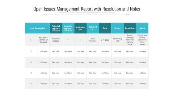 Open_Issues_Management_Report_With_Resolution_And_Notes_Ppt_PowerPoint_Presentation_File_Icons_PDF_Slide_1.jpg