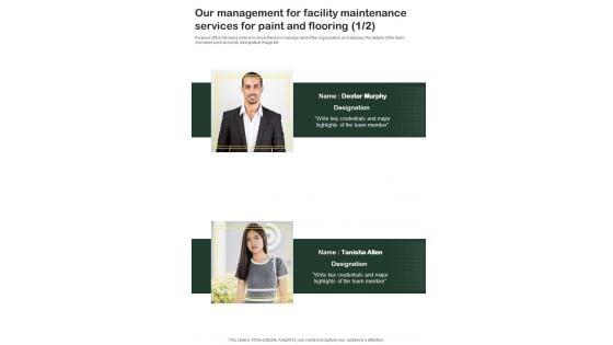 Our_Management_For_Facility_Maintenance_Services_For_Paint_And_Flooring_One_Pager_Sample_Example_Document_Slide_1.jpg