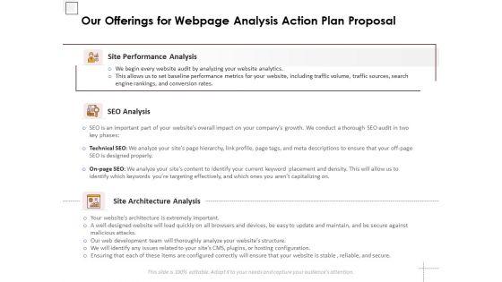 Our_Offerings_For_Webpage_Analysis_Action_Plan_Proposal_Ppt_PowerPoint_Presentation_Portfolio_Pictures_PDF_Slide_1.jpg