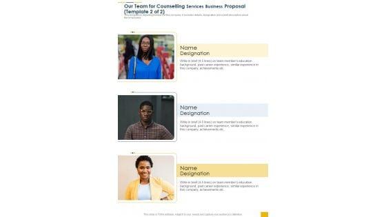 Our_Team_For_Counselling_Services_Business_Proposal_One_Pager_Sample_Example_Document_Slide_2.jpg