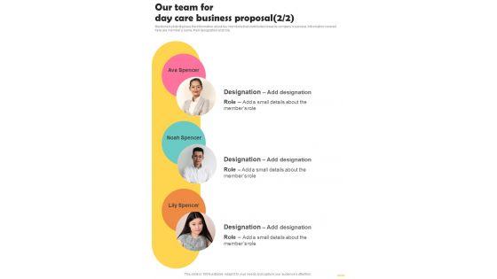 Our_Team_For_Day_Care_Business_Proposal_One_Pager_Sample_Example_Document_Slide_2.jpg