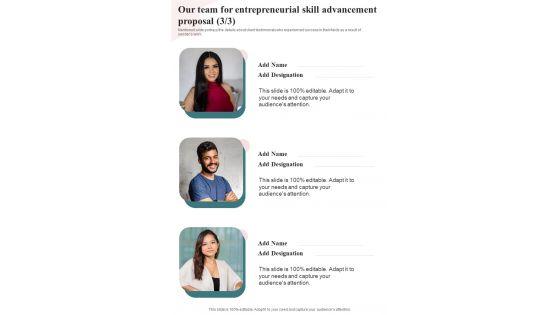 Our_Team_For_Entrepreneurial_Skill_Advancement_Proposal_One_Pager_Sample_Example_Document_Slide_3.jpg