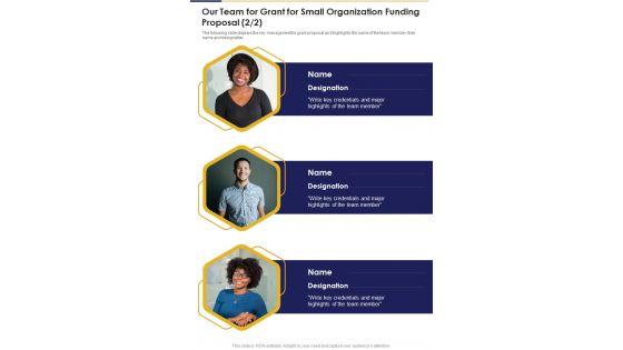 Our_Team_For_Grant_For_Small_Organization_Funding_Proposal_One_Pager_Sample_Example_Document_Slide_2.jpg