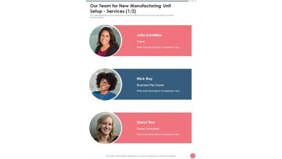Our_Team_For_New_Manufacturing_Unit_Setup_Services_One_Pager_Sample_Example_Document_Slide_1.jpg