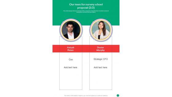 Our_Team_For_Nursery_School_Proposal_One_Pager_Sample_Example_Document_Slide_2.jpg