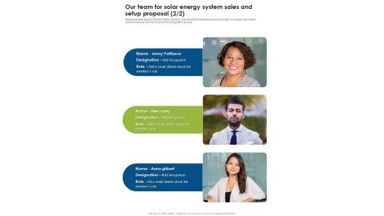 Our_Team_For_Solar_Energy_System_Sales_And_Setup_Proposal_One_Pager_Sample_Example_Document_Slide_2.jpg