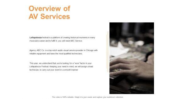 Overview Of AV Services Ppt PowerPoint Presentation Ideas Background Image Overview Of AV Services Ppt PowerPoint Presentation Ideas Background Image