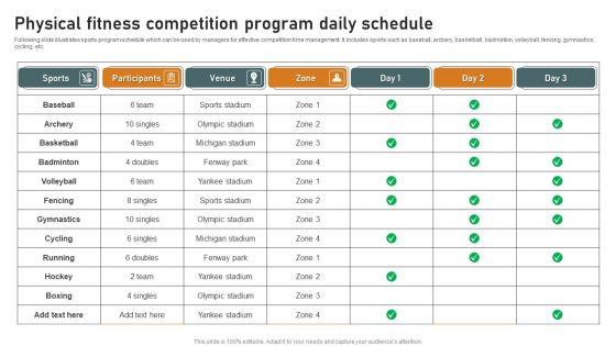 Physical Fitness Competition Program Daily Schedule Sample PDF Physical Fitness Competition Program Daily Schedule Sample PDF