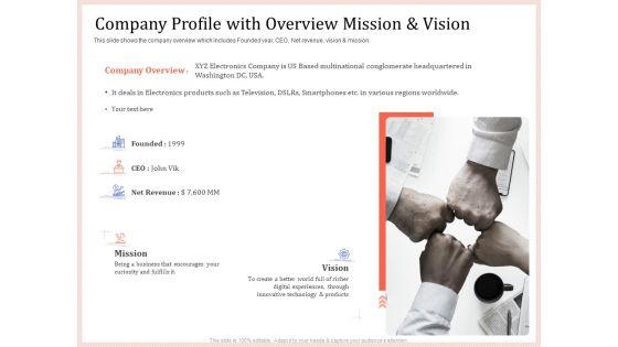Pitch Deck To Raise Capital From Product Pooled Funding Company Profile With Overview Mission And Vision Designs PDF Pitch Deck To Raise Capital From Product Pooled Funding Company Profile With Overview Mission And Vision Designs PDF