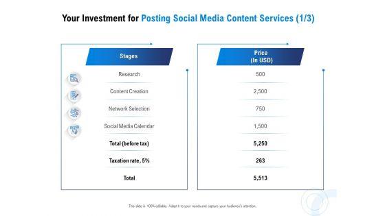 Posting_Social_Media_Content_Your_Investment_For_Posting_Social_Media_Content_Services_Research_Information_PDF_Slide_1.jpg