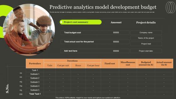 Predictive Analytics Methods Predictive Analytics Model Development Budget Background PDF Predictive Analytics Methods Predictive Analytics Model Development Budget Background PDF